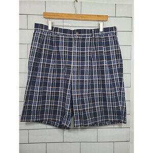 Men’s Gold Label Roundtree &Yorke Sz 36 Blue Plaid Cotton Golf Casual Shorts